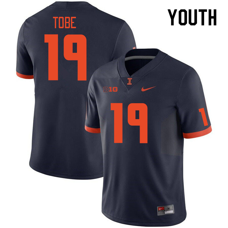 Youth #19 Zachary Tobe Illinois Fighting Illini College Football Jerseys Stitched Sale-Navy